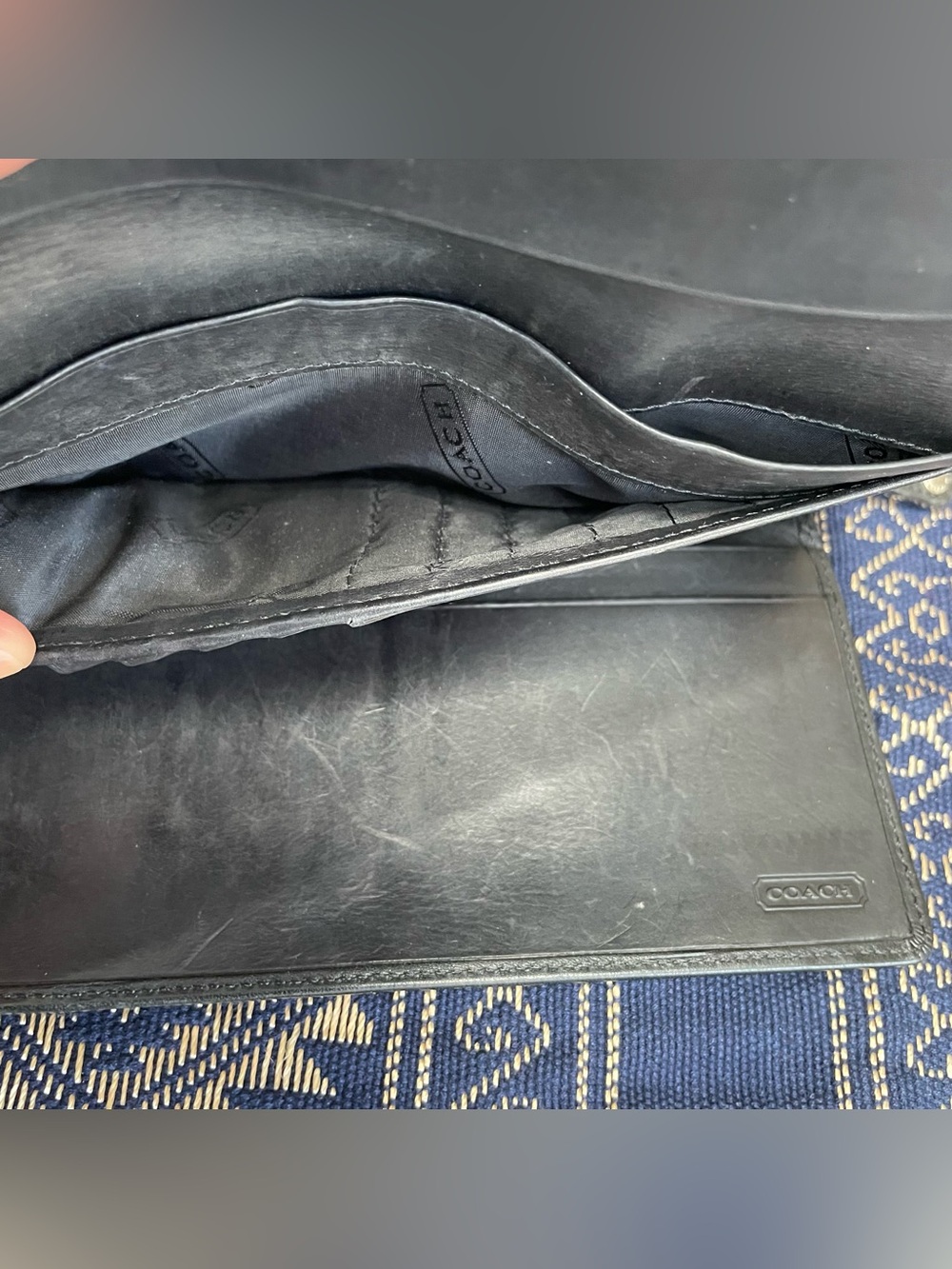 VTG Coach Legacy Soft Black Leather Trifold Long Wallet Flap Closure Zip Around - Picture 7 of 10